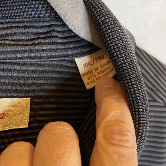 Tommy Bahama Black Stripped Buttoned Short Sleeved Polo Shirt - Picture 7 of 7